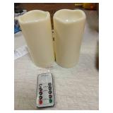 Xiangpeng Flickering Flameless LED Candles with 10-Key Remote & Timer, Waterproof Outdoor Indoor f Battery Operated Candles for Home/Wedding/Festival Decor Set of 2 (D3 x H5.5) Ivory - Retail: $7