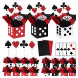WinnerWhy 16 Sets Casino Party Decorations Themed Table Centerpieces Casino Night Table Party Toppers with White, Black, Red Dice Box Poker Cutouts and Sticks for Night Decor Birthday - Retail: $28