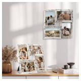 YESKAY 4x6 Collage Picture Frames Set of 1, Multi Family Photo Frame with Real Glass, Displays Four 4x6 Photo, Wall Decor Wall Hanging or Tabletop, Distressed White - Retail: $27