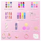 PERRYHOME Kids Makeup Set for Girls, 63 Pcs Washable Non-Toxic Real Cosmetic Toddler Makeup Kit, Unicorn Princess Play Makeup Toys Birthday Gifts, Dress up Time Girl Toys for 3 4 5 6 7 8 9 10 11 12 - 