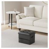 Storage Ottoman Foot Rest Stool with Thicker Foam Padded Seat. Foldable Leather Footstool Bench. Small Ottoman with Storage for Living Room Bedroom Coffee Table 350 lbs, 17x13x13in, Black. - Retail: $