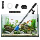 FOUSIUTIM 6-in-1 Electric Aquarium Gravel Cleaner, 530GPH Fish Tank Vacuum with Water Changer, Sand Washer & Debris Remover, Quiet 32W Pump & Telescopic Pole for Freshwater & Saltwater Tanks (Blue) - 