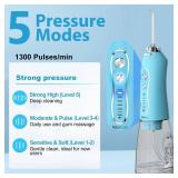 Water Dental Flosser Teeth Cleaner Pick, H2ofloss Cordless Portable Oral Irrigator,5 Mode IPX7 Waterproof Teeth Picks 300ML Rechargeable WaterFlosser for Teeth Cleaning Sky Blue - Retail: $30