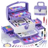 PERRYHOME Kids Makeup Set for Girl 56 Pcs Washable Real Cosmetic, Non-Toxic Frozen Toys Toddler Makeup Kit, 2026 New Princess Valentine & Birthday Girl Gift for 3 4 5 6 7 8 9 10 11 12 Year Old Girls -