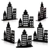 Geelin 6 Pcs Skyscraper Party Decorations Hero Party Decorations New York City Wood NYC Centerpieces City Skyline Building Decor for Comic Birthday Favors Supplies(Hollow Style,Black) - Retail: $19