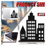 Geelin 6 Pcs Skyscraper Party Decorations Hero Party Decorations New York City Wood NYC Centerpieces City Skyline Building Decor for Comic Birthday Favors Supplies(Hollow Style,Black) - Retail: $19