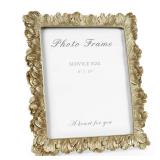 Cuspin 8x10 Picture Frame Vintage Gold Frames, Elegant Photo Frame with Glass Front, Palm Leaves Textured Hand-Crafted Resin Frame for Wall and Tabletop Display Home Decor - Retail: $30