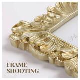 Cuspin 8x10 Picture Frame Vintage Gold Frames, Elegant Photo Frame with Glass Front, Palm Leaves Textured Hand-Crafted Resin Frame for Wall and Tabletop Display Home Decor - Retail: $30