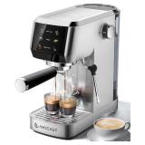 AMZCHEF Espresso Machine 20 Bar Professional Coffee Maker with Milk Frother, Adjustable Temperature & Pressure, Compact Stainless Steel Espresso Maker for Cappuccino, Latte, Mocha, 44oz Water Tank - R