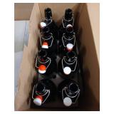 COMUDOT Glass Bottles, Refillable Brown Glass Storage Bottle with Swing Top Lids, Amber Iron Clasp Bottles with Stickers&Pen for Home Brewing, Drinks, Sauces, Industrial products, etc (1000ML, 8 PCS) 