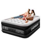 CHERIMOR Queen Air Mattress with Built-in Pump, 18" Raised Comfort, 48Hr Leak-Proof Test, Upgraded Honeycomb Pillar Design, Supports 800 lbs, 3-Min Inflation-Inflatable Bed for Home Guests & Camping -
