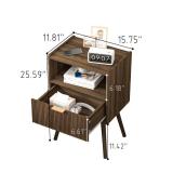 JOONEE Nightstand,Modern Bedside Table with Storage Drawer and Open Wood Shelf, for Living Room, Bedroom and Small Spaces, Accent Night Stand with Solid Wood Legs, Easy Assembly,Walnut Brown - Retail: