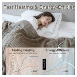 Heated Blanket Electric King Size, Waffle Heating Blanket with 12 Heat Levels, Fast Heating Blanket with 1-12 Timer Settings, Overheat Protection with ETL & FCC for Home Office -Light Gray- 90"X100" -