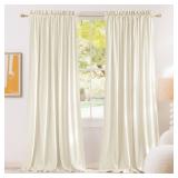 NICETOWN Ivory White Winter Velvet Curtains for Christmas 90 inches Long, Thermal Insulated Soft and Warm Sound Reducing Room Darkening Drapes Window Treatments for Large Door(2 Panels, 52-inch Wide) 