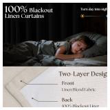 94 Inch Natural Blackout Linen Curtains 2 Panels Set for Bedroom Living Nursery Neutral Pinch Pleated 100% Black Out Thermal Insulated Cream Ivory Curtain for Energy Efficient Pinch Pleat Drape 40x94 