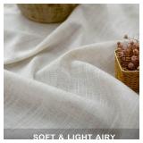 Cream Curtains 96 Inches Long for Living Room 2 Panels Back Tab Loop Pocket Soft Natural Linen Draperies Light Weight Airy Semi Privacy Sheer Curtains for Bedroom Dining Cottage Urban Decor 8 FT Tall 