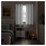 QUEMAS White Blackout Curtains for Bedroom 63 Inch Length, Black Out Thermal Insulated Grommet Window Drapes for Living Room, 2 Panels Set, Each 42 Inch Wide - Retail: $24