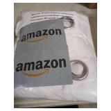 QUEMAS White Blackout Curtains for Bedroom 63 Inch Length, Black Out Thermal Insulated Grommet Window Drapes for Living Room, 2 Panels Set, Each 42 Inch Wide - Retail: $24