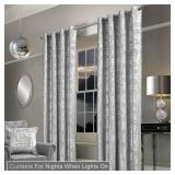 SHINELAND Silver Curtains for Living Room Bedroom,60-70% Blackout Black Out Glam Decor Shimmer Glitter Modern Elegant Curtains for Dining Room,Light Grey - Retail: $60