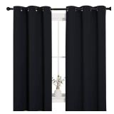 NICETOWN Pitch Black Solid Thermal Insulated Grommet Blackout Curtains/Drapes for Bedroom Window (2 Panels, 42 inches Wide by 63 inches Long, Black) - Retail: $30