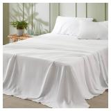 Bedsure King Size Sheets Set - 4 Pieces Soft King Sheets - Breathable & Cooling - Hotel Luxury - Easy Care Polyester Microfiber Bedding for Women, Men, Bright White - Retail: $27