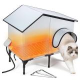 Heated Outdoor Cat House with Heater, Waterproof and Insulated Cat Shelter for Winter, Durable and Warm Cat Houses for Outdoor Cats, Ideal for Feral, Stray, and Barn Cats - Retail: $50