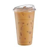 GUSTO Clear Plastic Cups with Lids [24 oz - 100 Count - Disposable Iced Coffee Drink Cups with Strawless Sip Lids for Smoothies, Juices, and More - (Formerly Comfy Package) - Retail: $33