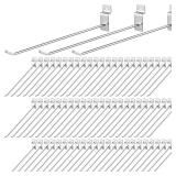 Moxweyeni 100 Pcs Heavy Duty Slatwall Panel Hooks Hanging Metal Slat Wall Hanging Hooks Silver Slat Wall Hanger Commercial Grade Slatwall Pegs Accessories for Shop Retail Display(10 Inch) - Retail: $3