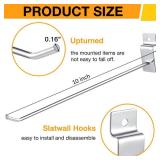 Moxweyeni 100 Pcs Heavy Duty Slatwall Panel Hooks Hanging Metal Slat Wall Hanging Hooks Silver Slat Wall Hanger Commercial Grade Slatwall Pegs Accessories for Shop Retail Display(10 Inch) - Retail: $3