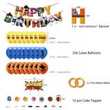 Birthday Party Supplies Set ,Includes Happy Banner - Cake&Cupcake Toppers - 24 Latex Balloons for Kids Theme Birthday Party Decoration - Retail: $22