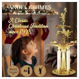 Original Swedish Angel Chimes, Carousel and 4 Candles Scandinavian Spinning Festive Chimes for Christmas, Best Memorial Gift Since 1948, Home Decorations - Gold Brass - Retail: $23