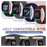 Bcuckood Compatible with Fitbit Versa 4/Versa 3/Sense 2/Sense Band Women Men, 5 Pack Elastic Nylon Soft Adjustable Stretchy Solo Loop Replacement Strap for Women Men - Retail: $10