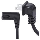 TV Power Cord Compatible with Samsung TV, Ancable 6-Feet 90 Degree Angled 2-Prong C7 Tv Cable Compatible with Samsung LG TCL Sony Appletv Insignia Sharp Toshiba Vizio (UL Listed 18 AWG-Non Polarized) 