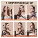 6 in ONE Blow Dryer Brush,Air Curling Iron Round Brush Blow Dryer 800W - Retail: $40