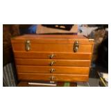 Wooden 6-Drawer Storage Chest Jewery box with Green Felt Interior