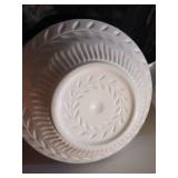 White Milk Glass Bowl Set with Leaf Pattern