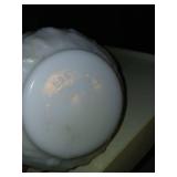 White Milk Glass Bowl Set with Leaf Pattern