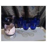4 wine glasses and lg vase