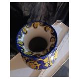 Cobalt Blue and Gold Floral Decorative Vase