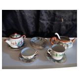 Japanese Hand-Painted Tea Set with Characters