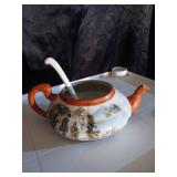 Japanese Hand-Painted Tea Set with Characters