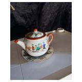 Japanese Hand-Painted Tea Set with Characters