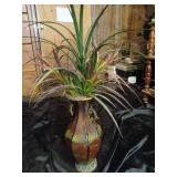 Decorative Brown Ceramic Vase with Faux Plant