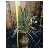 Decorative Brown Ceramic Vase with Faux Plant