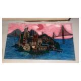 San Francisco Cityscape Art Print with Pink Sky 50\"x28\"