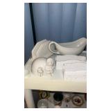 White Ceramic Bird Figurine Display Set