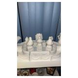 White Ceramic Bird Figurine Display Set