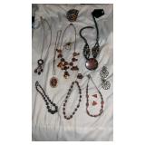 Mid-Century Amber and Carnelian Jewelry Collection