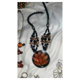 Mid-Century Amber and Carnelian Jewelry Collection