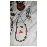 Mid-Century Amber and Carnelian Jewelry Collection